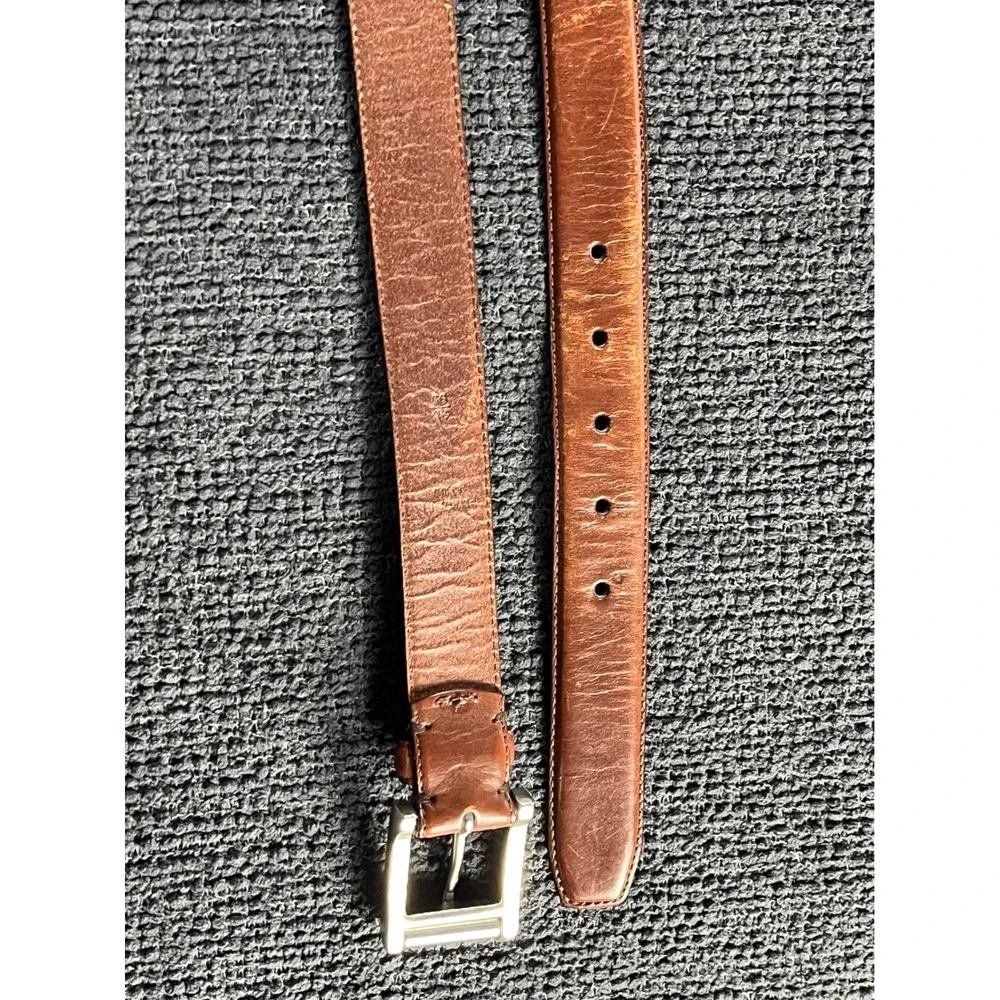 Polo Ralph Lauren Brown Italian Leather Belt Silver Buckle Mens Size 38 95